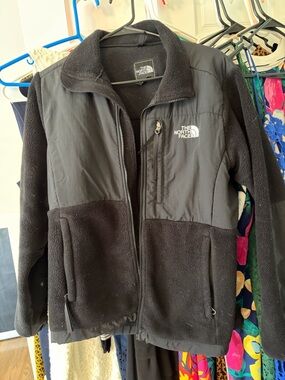 The North Face Black Women's Fleece Jacket with White Logo